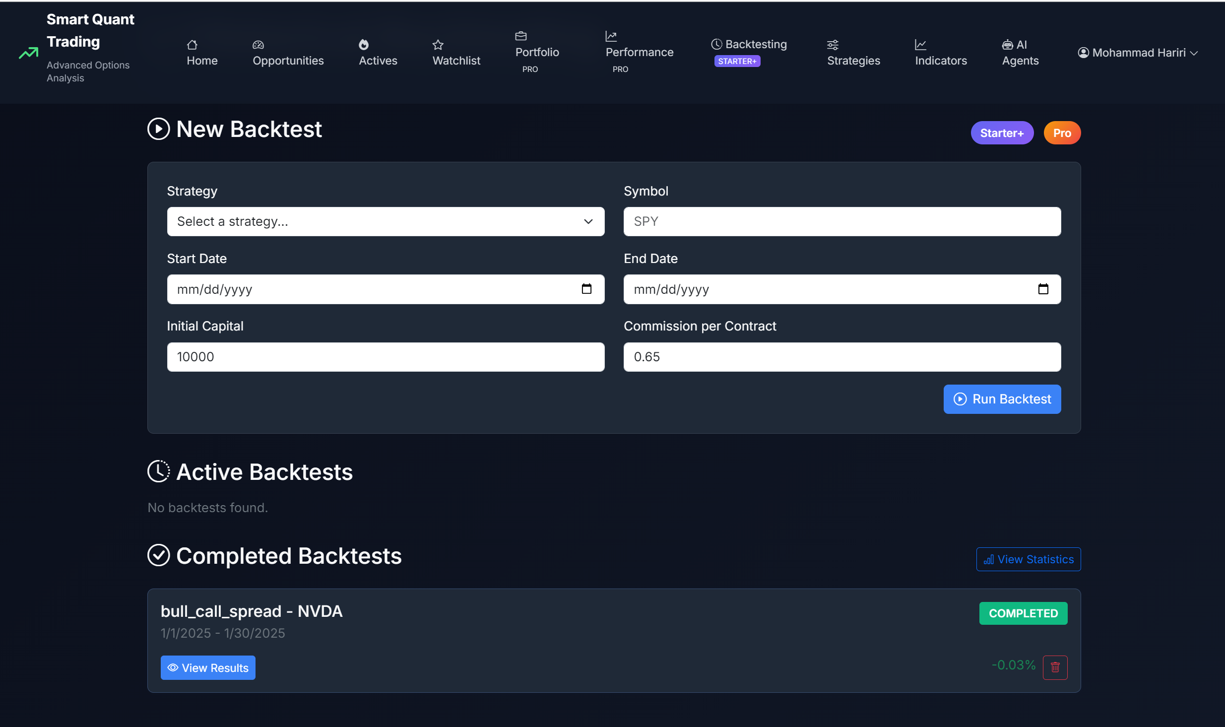 Backtesting Engine with Performance Metrics